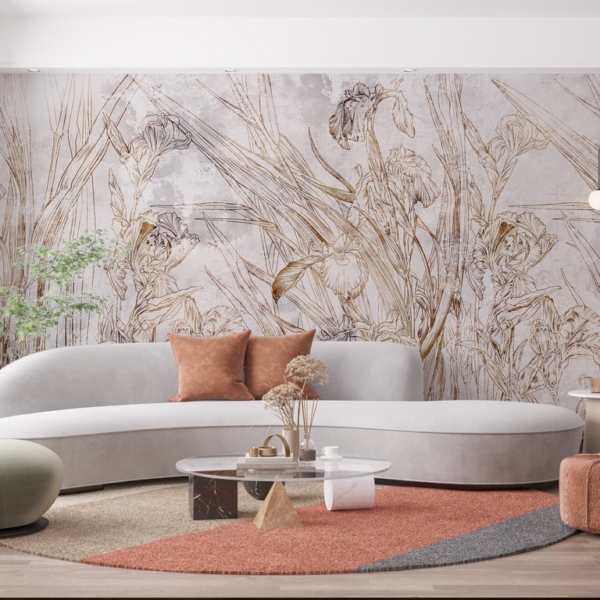 Nježna zidna freska cvijet irisa