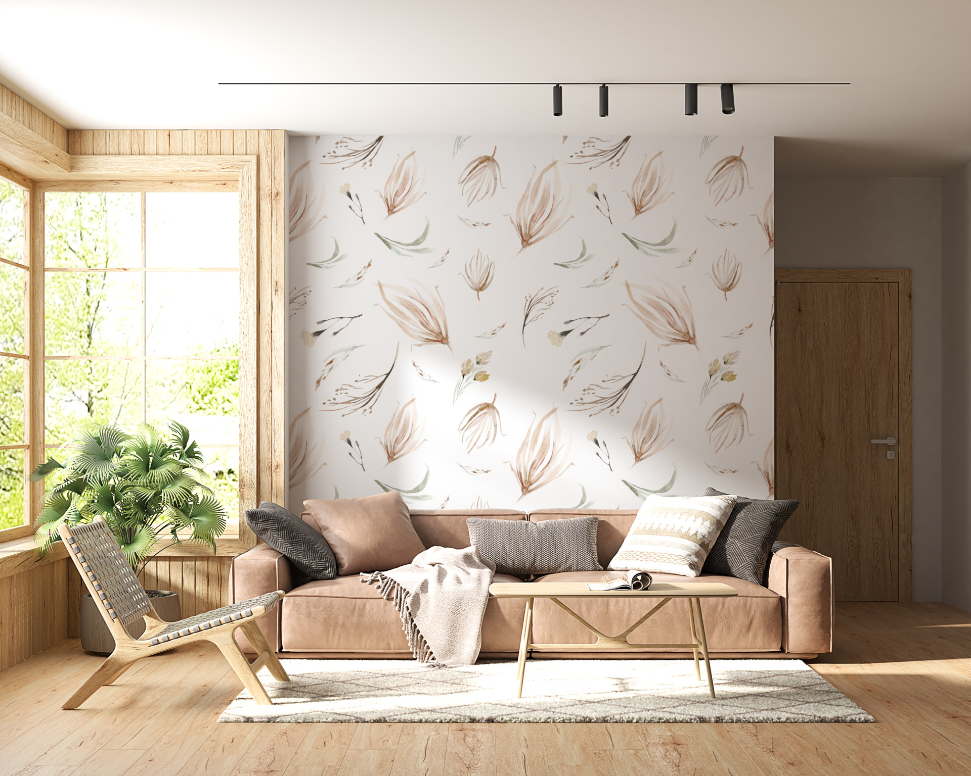 Nježni zidni zidni zid s cvjetnim motivom