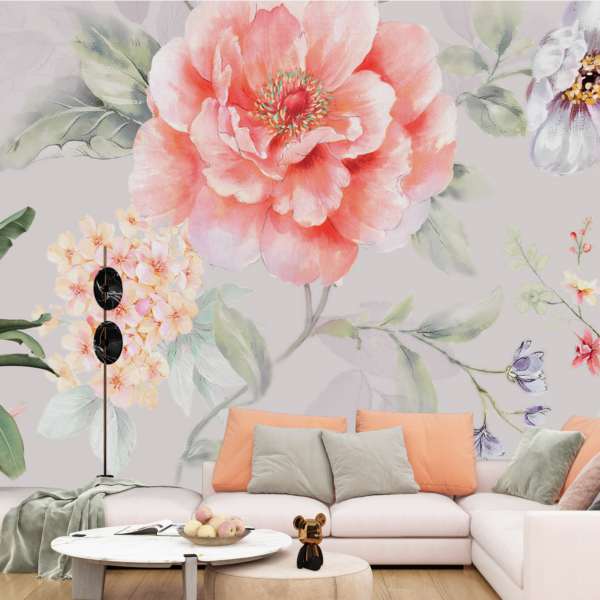 Nježni zidni zidni zid ružičastog cvijeta