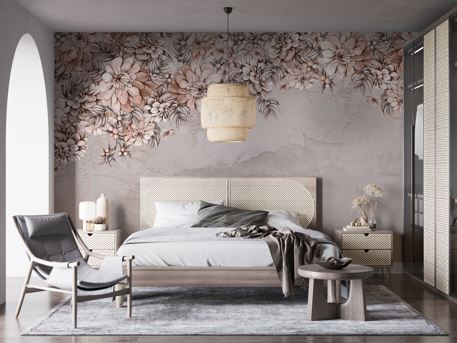 Zidni mural Kiša smeđeg cvijeća