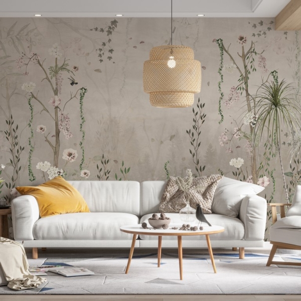 Foto pozadina Sitni svijetli cvjetovi i zeleni listovi