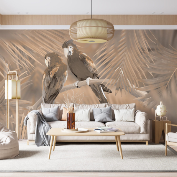 Zidni mural Dvije papige na grani