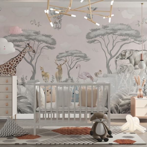 Zidni mural divljih životinja za djecu