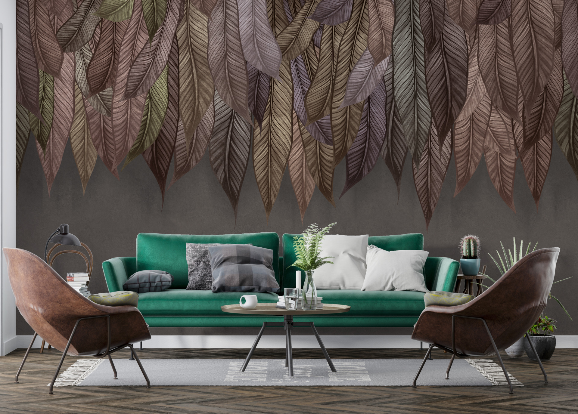 Egzotično viseće lišće zidni zid