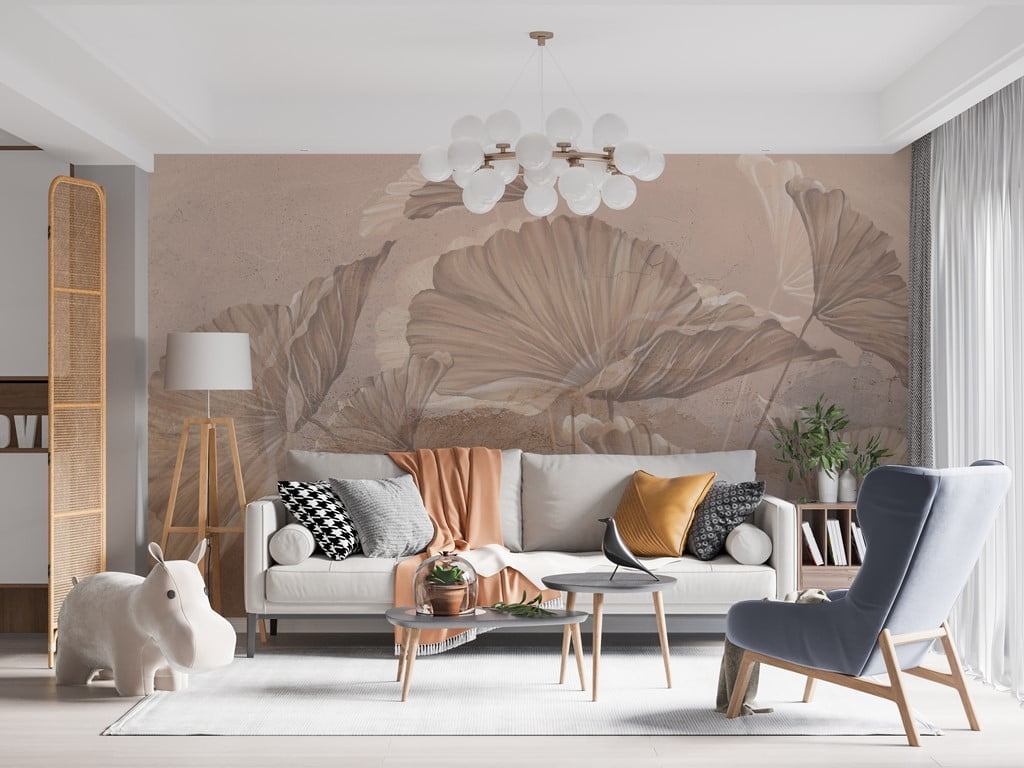 Foto pozadina egzotično lišće u pastelnim bojama