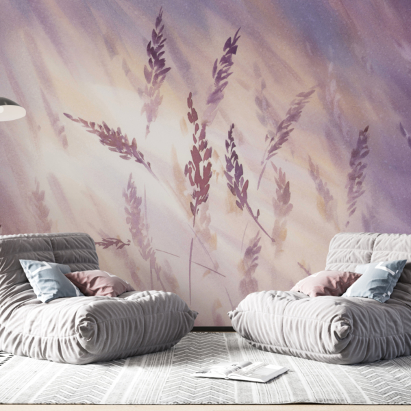 Zidni mural ljubičaste trave Flaccidity