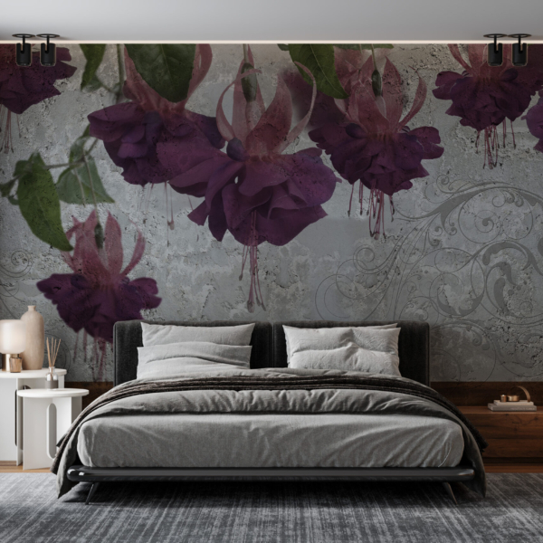 Zidni zidni zid ljubičastog cvijeća