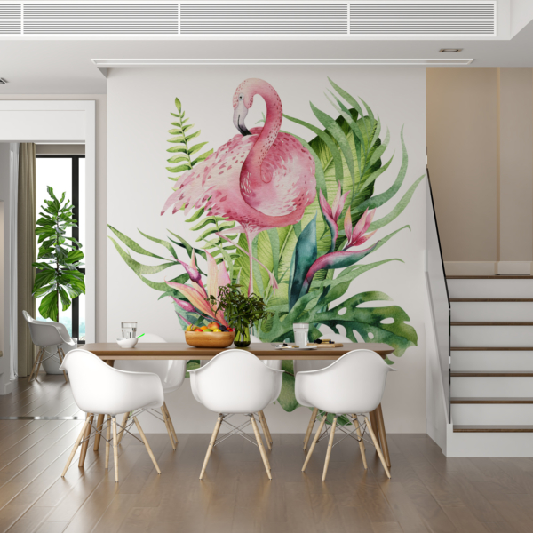 Zidni mural Flamingo u lišću