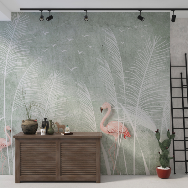 Flamingosi na zidnom muralu Bijela livada