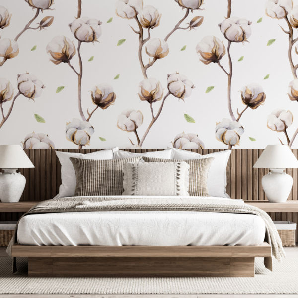 Zidni mural od pamučnih cvjetnih grančica