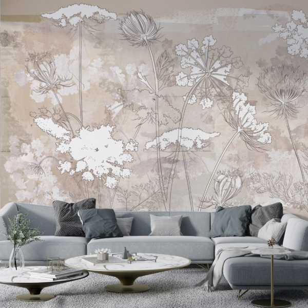 Zidni mural s cvjetnom grafikom