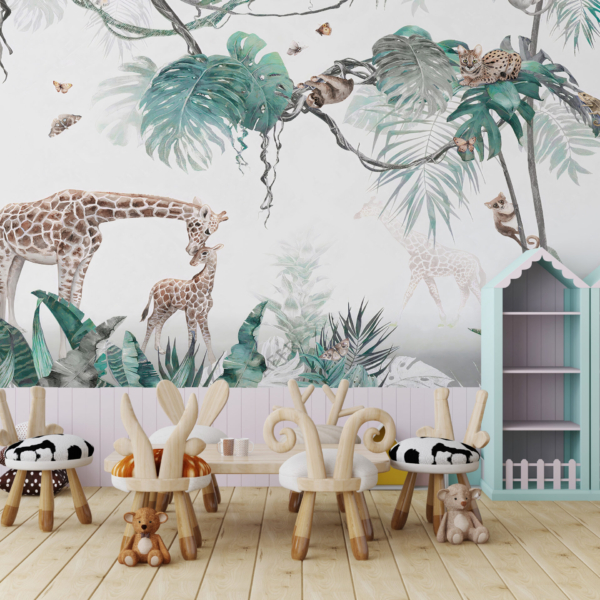 Zidni mural s ilustracijom divljih životinja