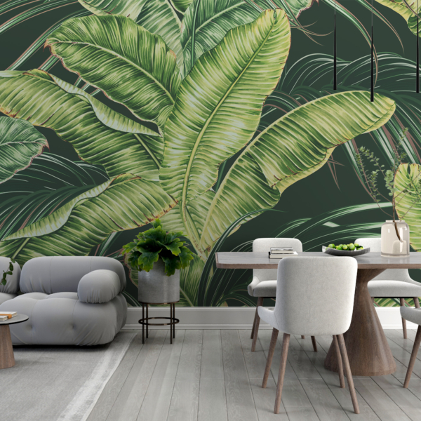 Zidni zid svijetlozeleni egzotični listovi