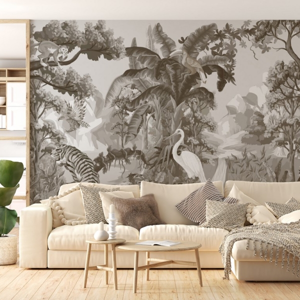 Jednobojni zidni mural džungle