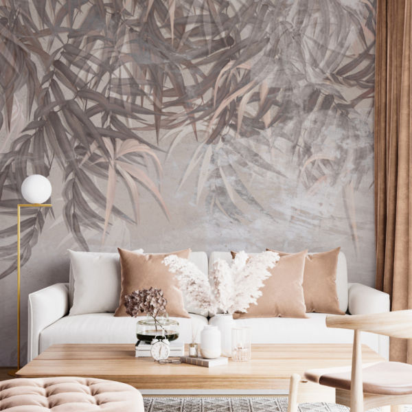 Jednobojni zidni zid tropskog lišća