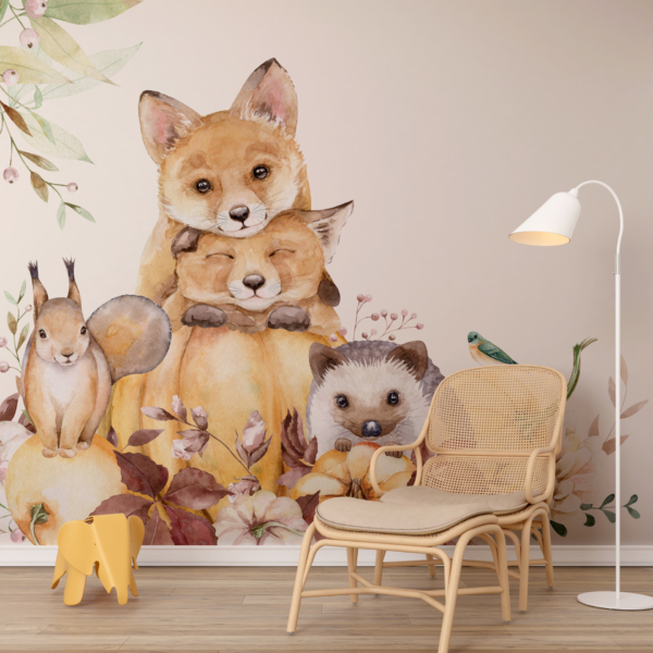 Zidni mural Jesenske šumske životinje