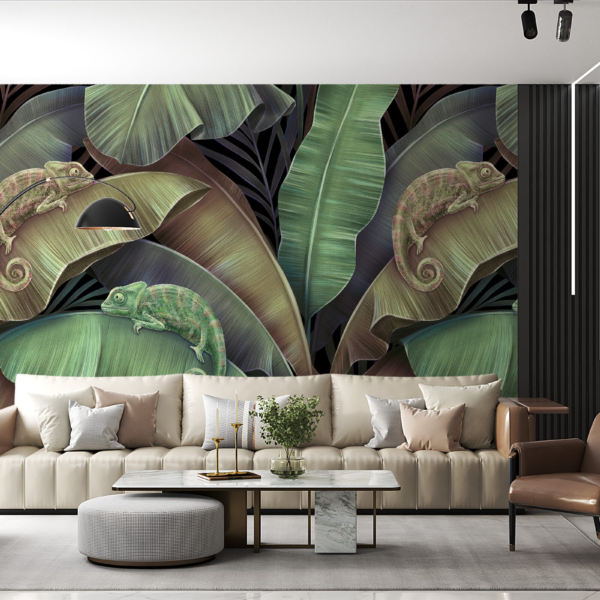 Zidni mural kameleoni u lišću