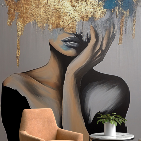 Zidni mural Žena iza zlatne zavjese