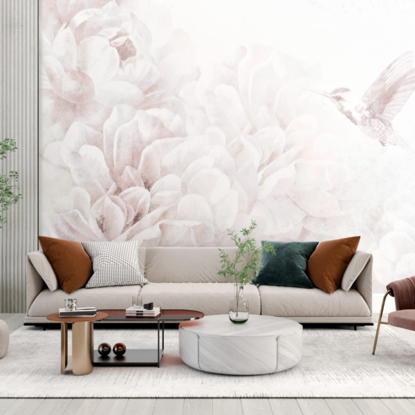 Kolibri u bijelom zidnom zidu