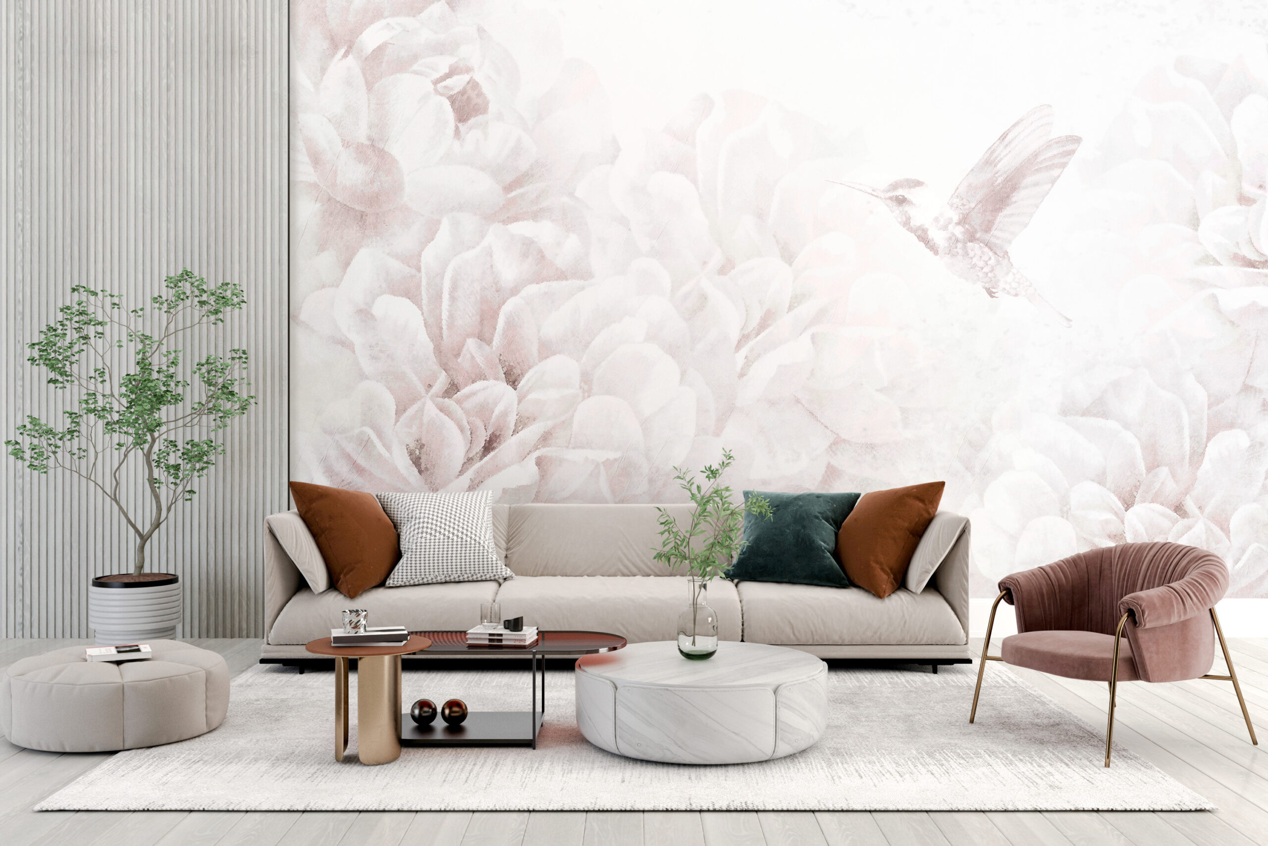 Kolibri u bijelom zidnom zidu