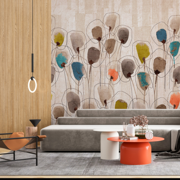 Šareno cvijeće na zidnom muralu livade