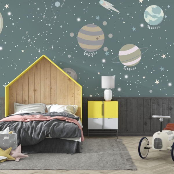 Zidni zidni zid šarenih planeta