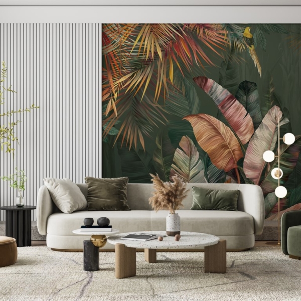 Šareni zidni zidni zid tropskog lišća