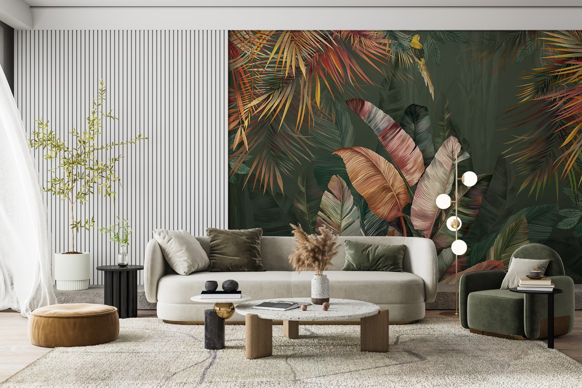 Šareni zidni zidni zid tropskog lišća