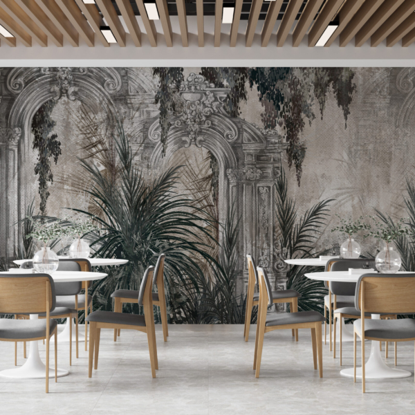 Stupovi na zidnom muralu Jungle