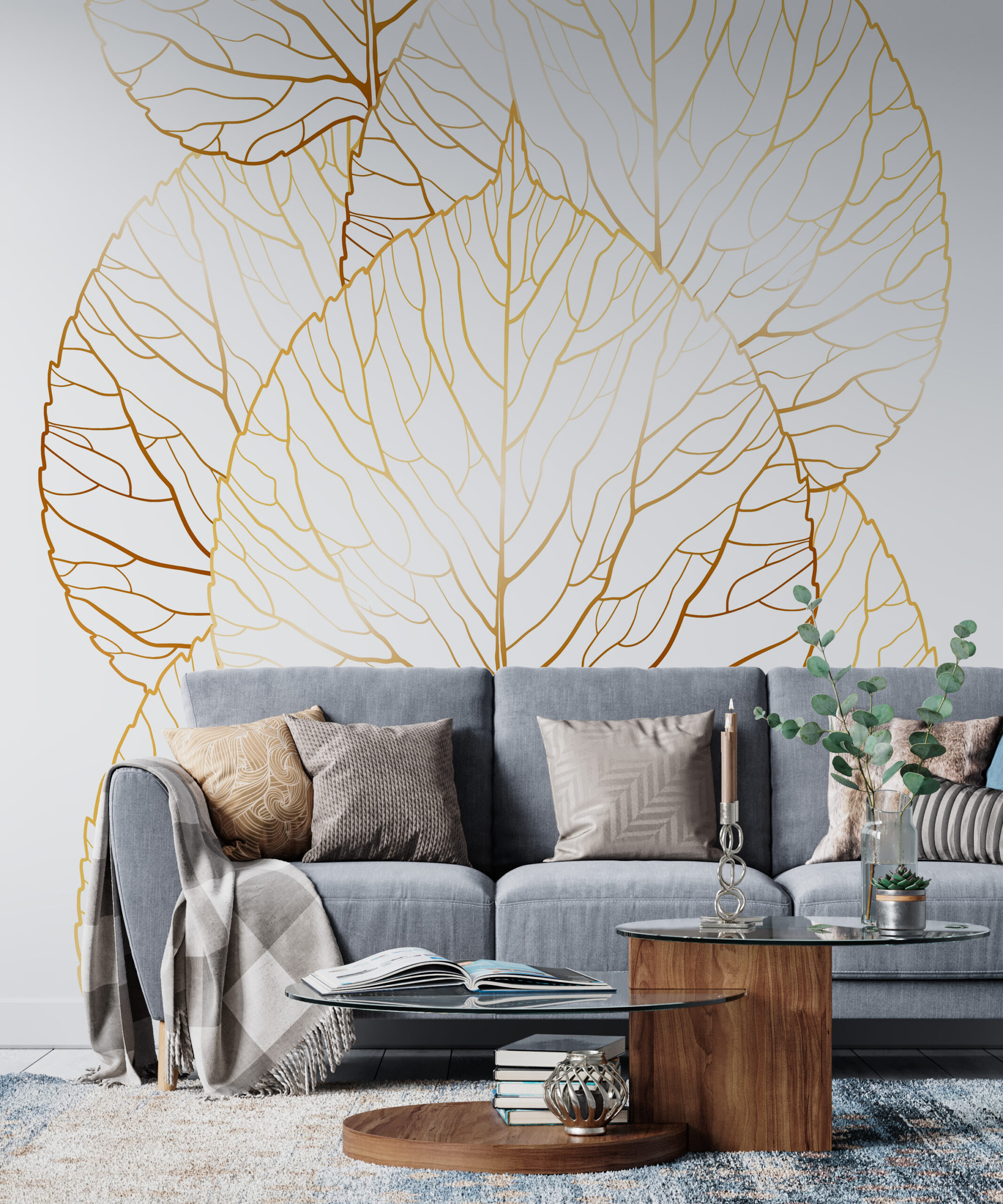 Zidni mural Zlatno lišće ocrtava