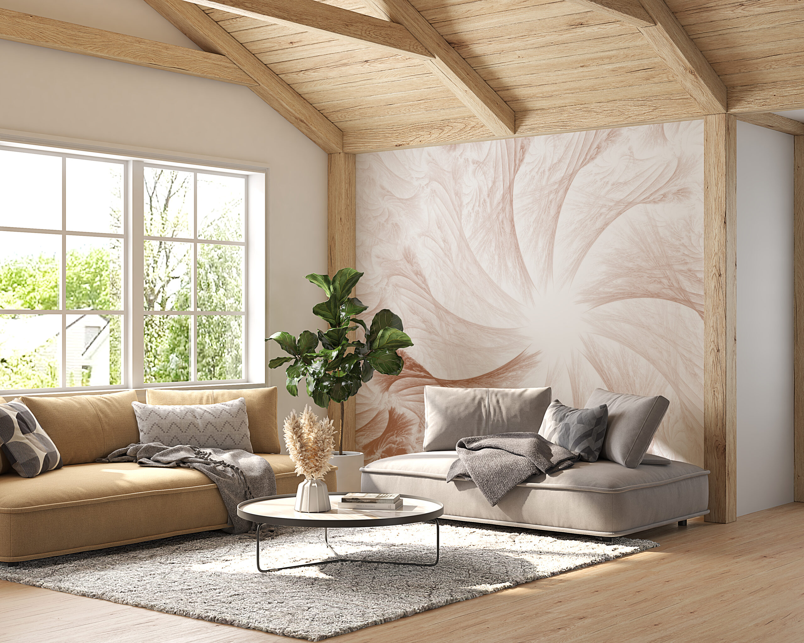 Zidni mural krem rozeta