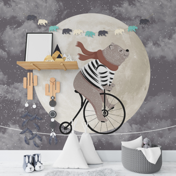 Mjesečev medvjed na zidnom muralu od užeta