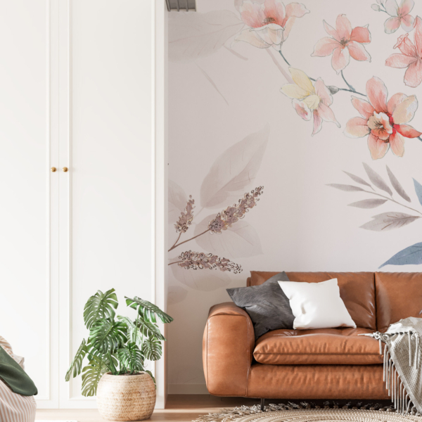 Zidni mural cvijet na bijeloj pozadini