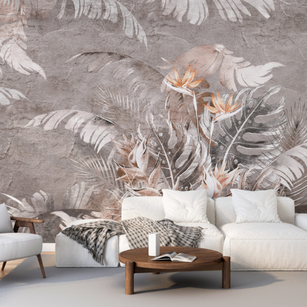 Foto tapeta Cvijet Strelitzia u sivoj boji