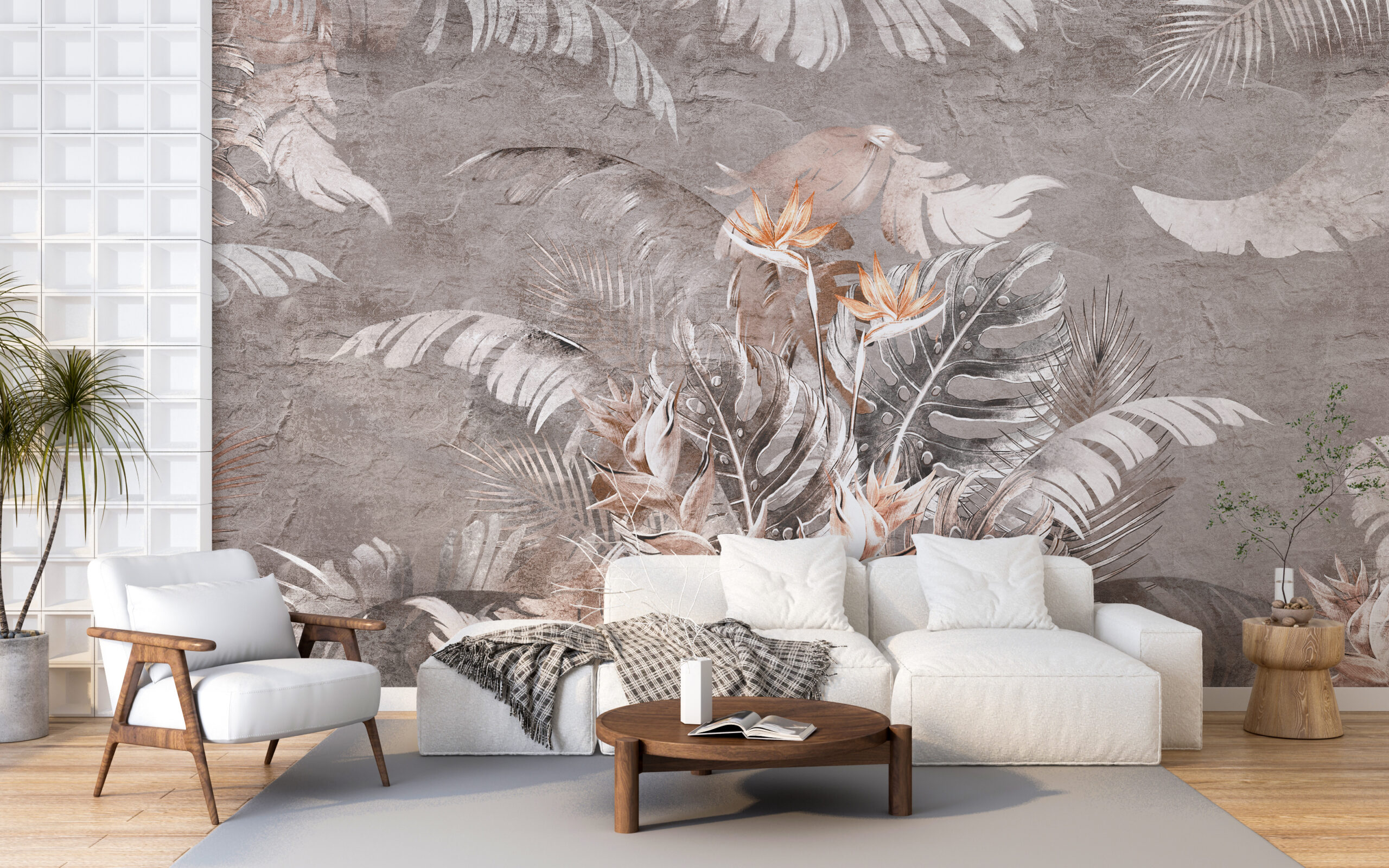 Foto tapeta Cvijet Strelitzia u sivoj boji