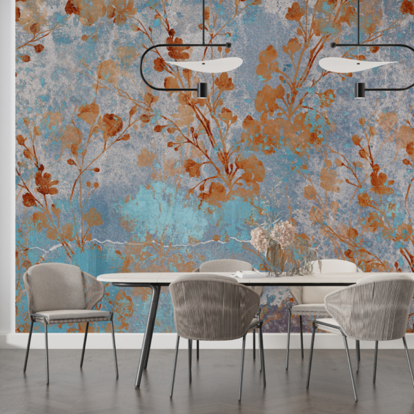 Cvijeće na plavom zidu