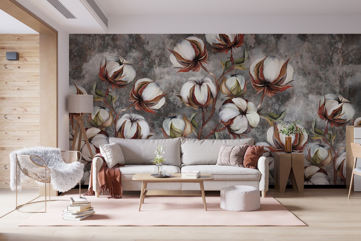 Zidni zidni zid Pamučno cvijeće