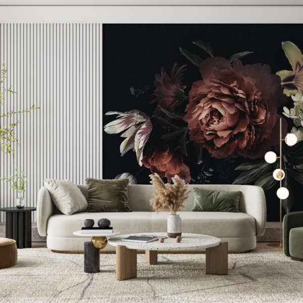 Cvijeće na zidnom zidu tamne pozadine