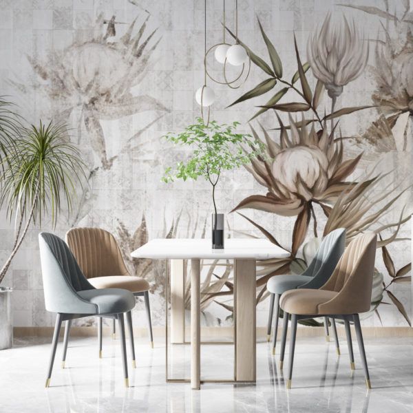 Cvijeće na izblijedjelom zidnom zidu šahovske ploče