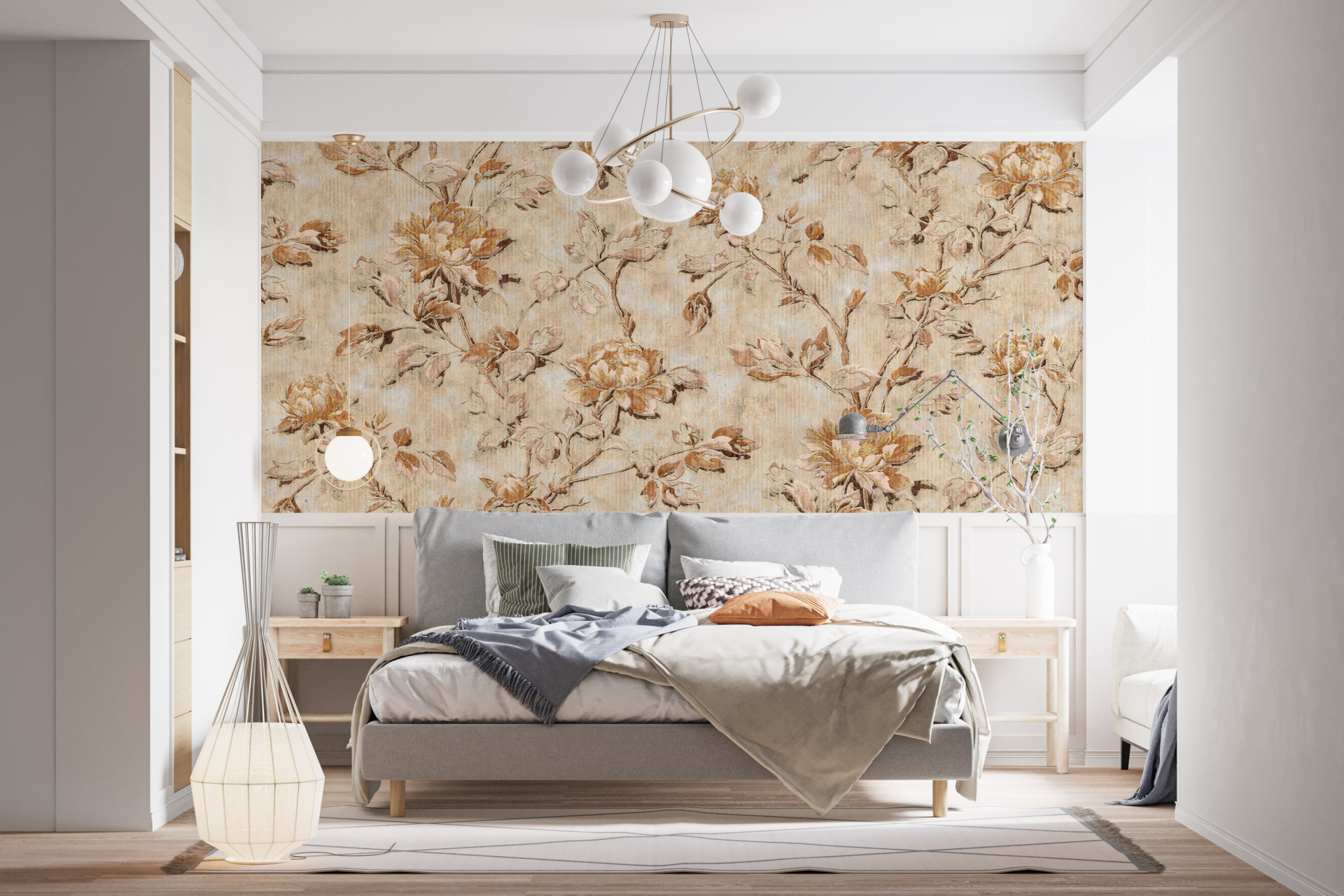 Retro cvijeće zidni zid