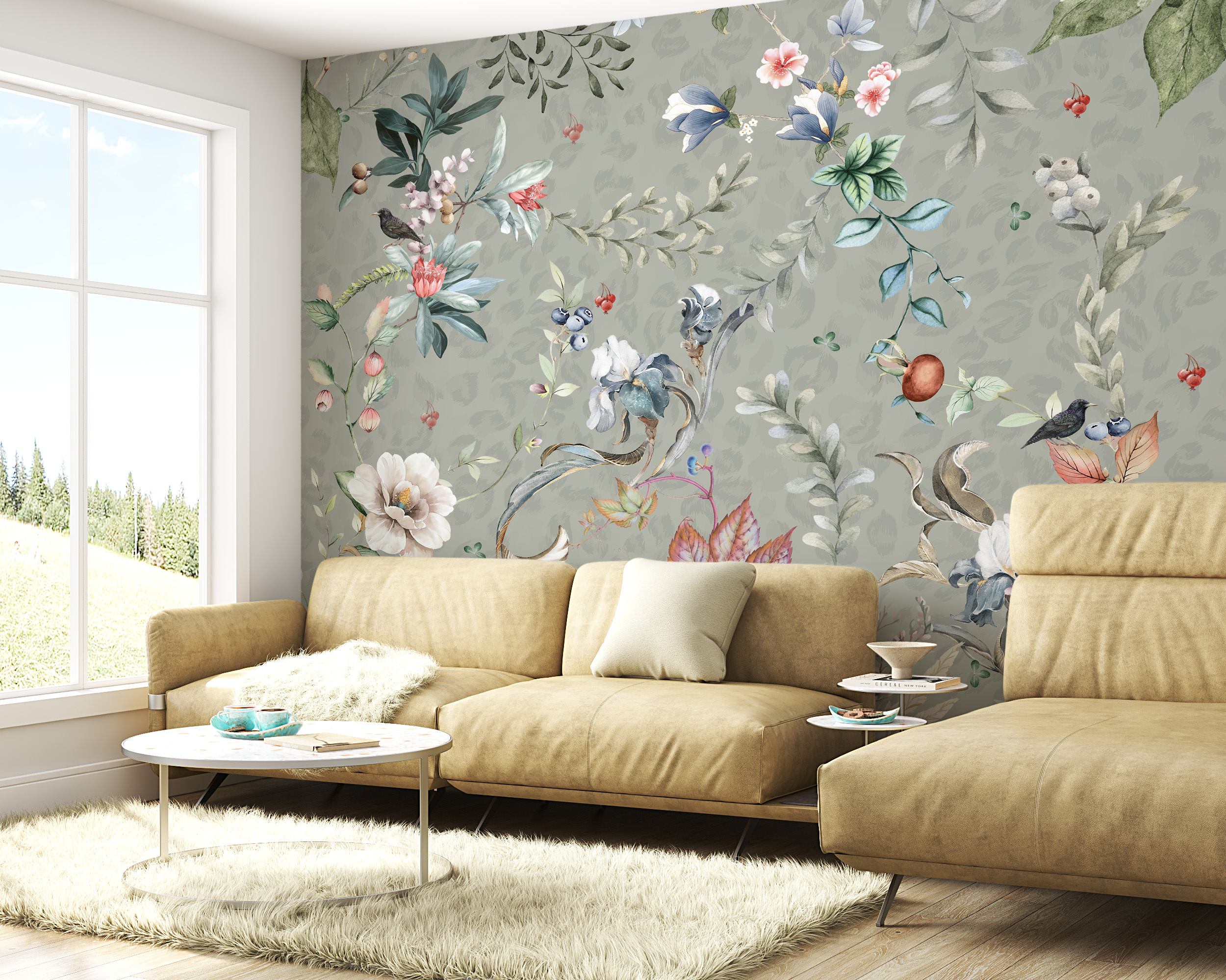 Zidni mural Cvijeće i lišće