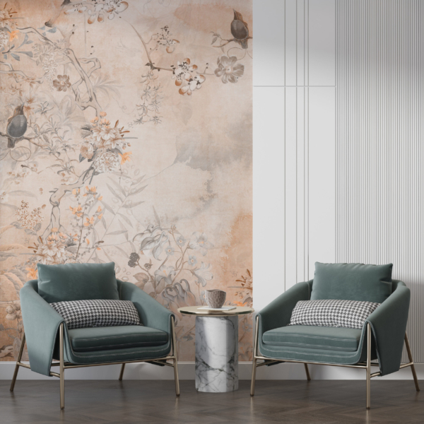 Zidni mural Cvijeće i ptice