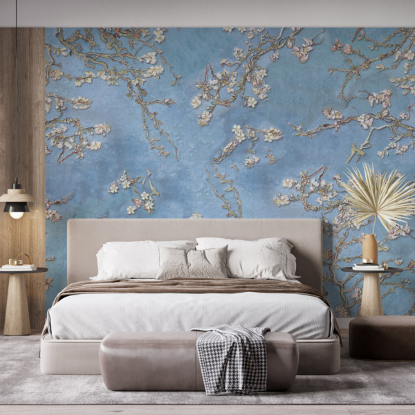 Zidni mural Cvijet trešnje u plavom