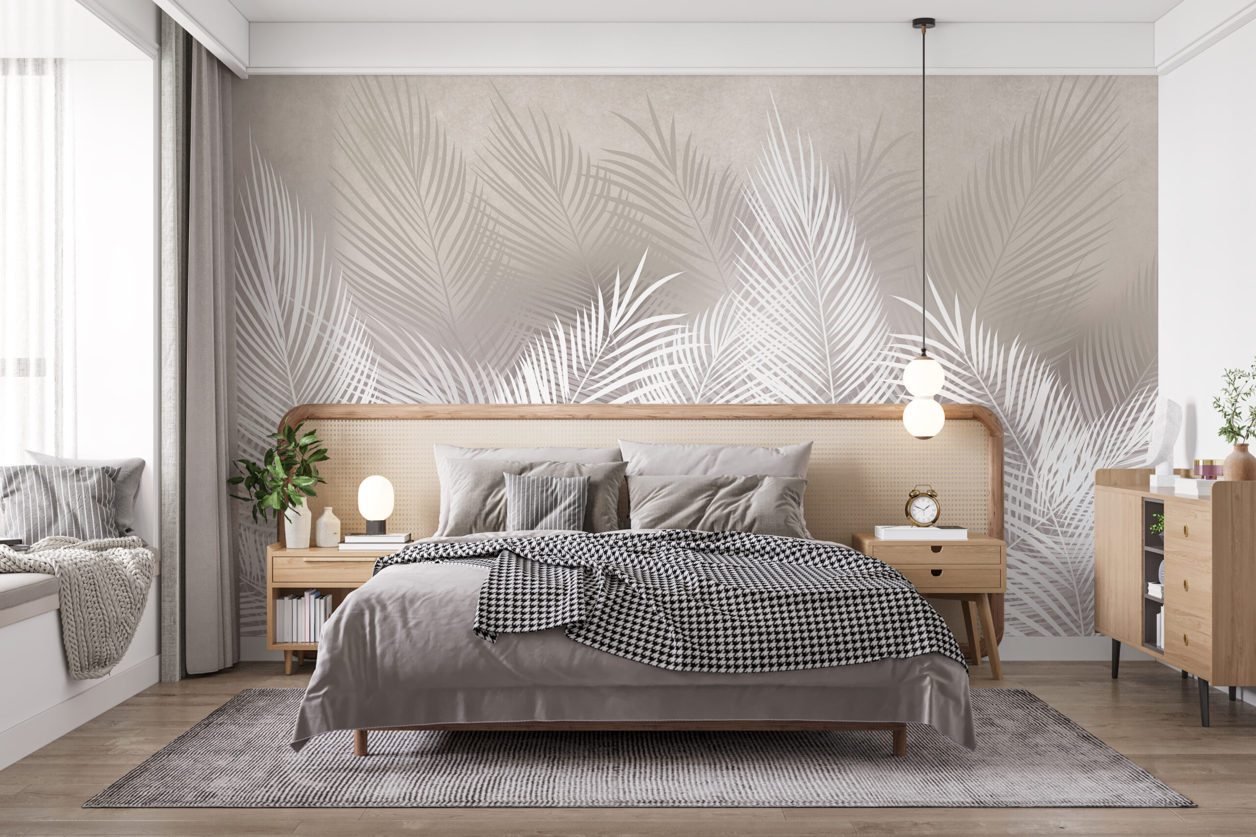 Zidni mural šume bijele paprati