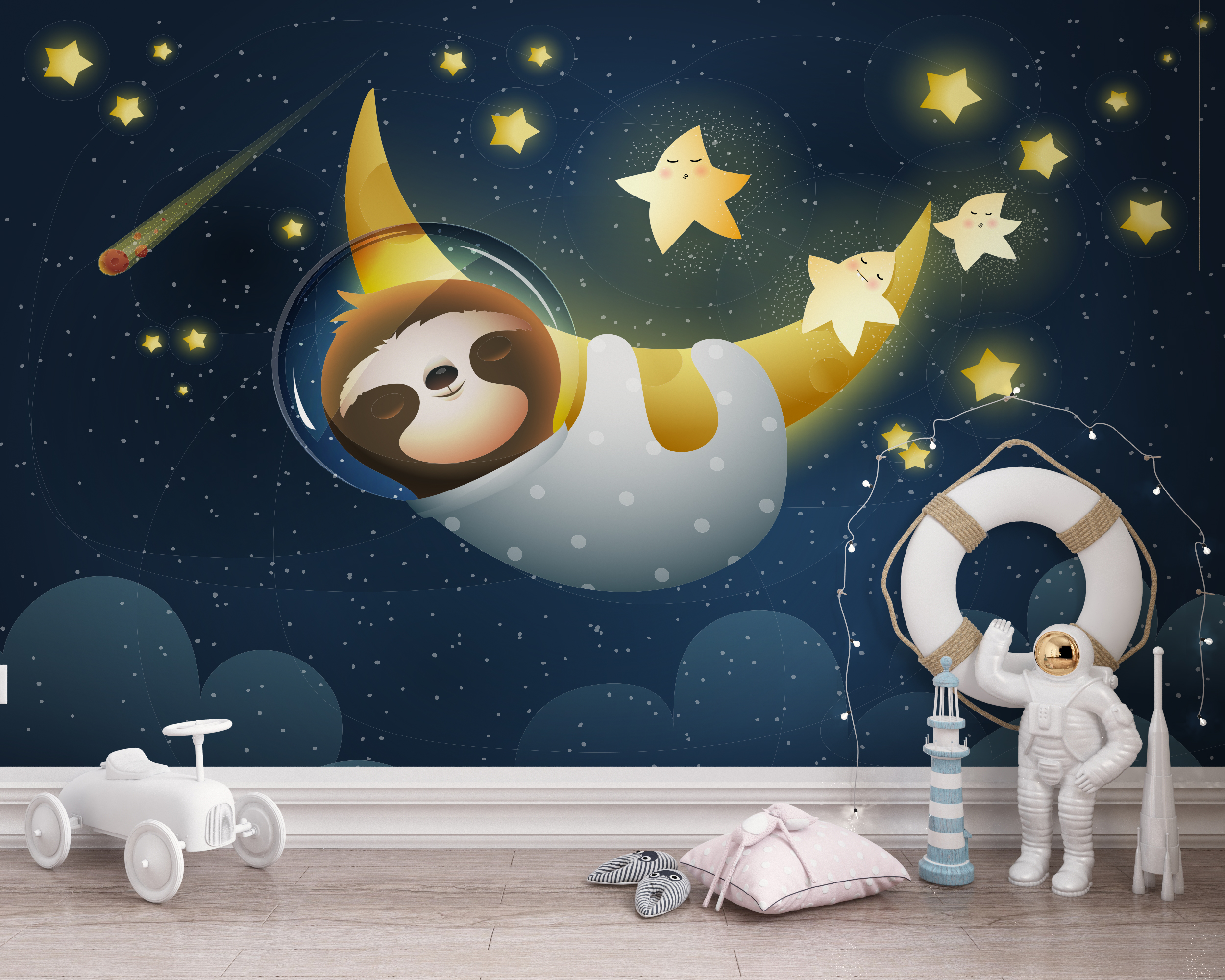 Zidni mural Lemur na Mjesecu