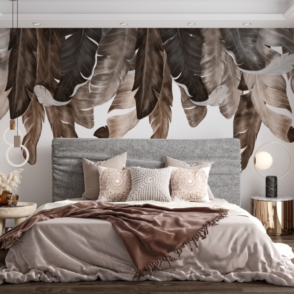 Zidni zidni zid lišća banane u smeđoj boji