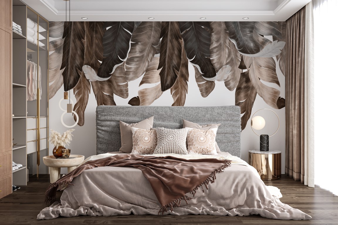 Zidni zidni zid lišća banane u smeđoj boji