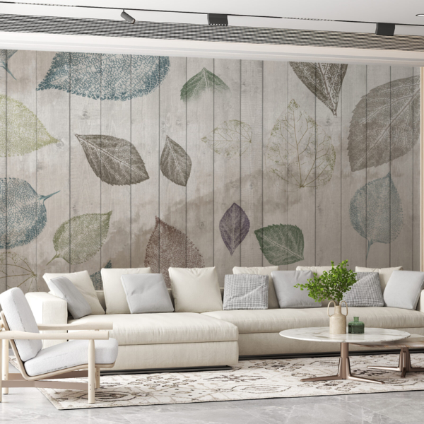 Zidni zidni zid Lišće na daskama