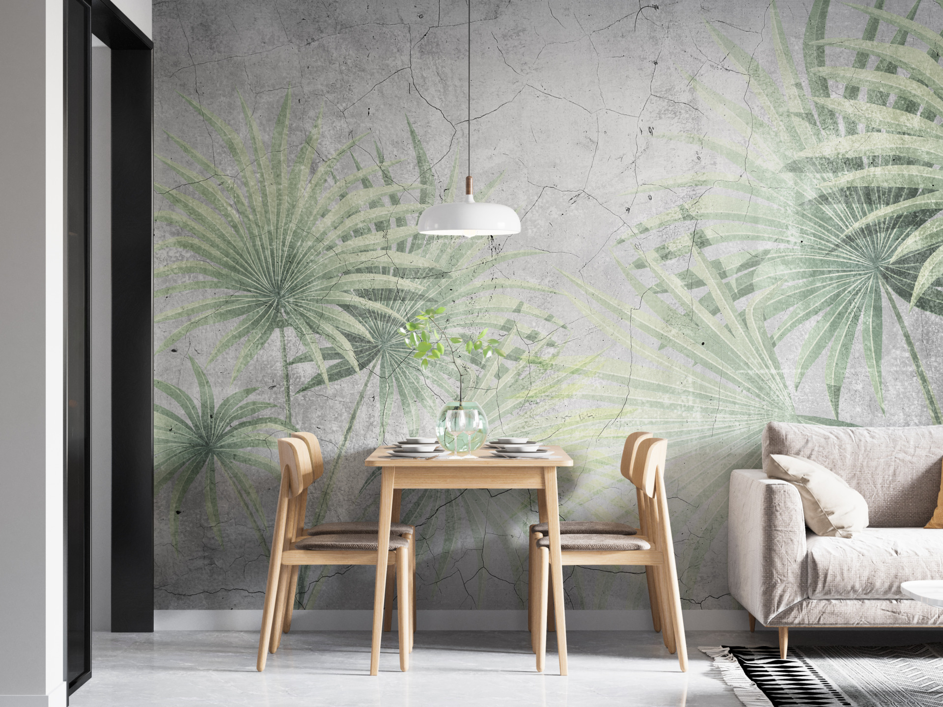 Lišće na napuknutom zidnom zidu