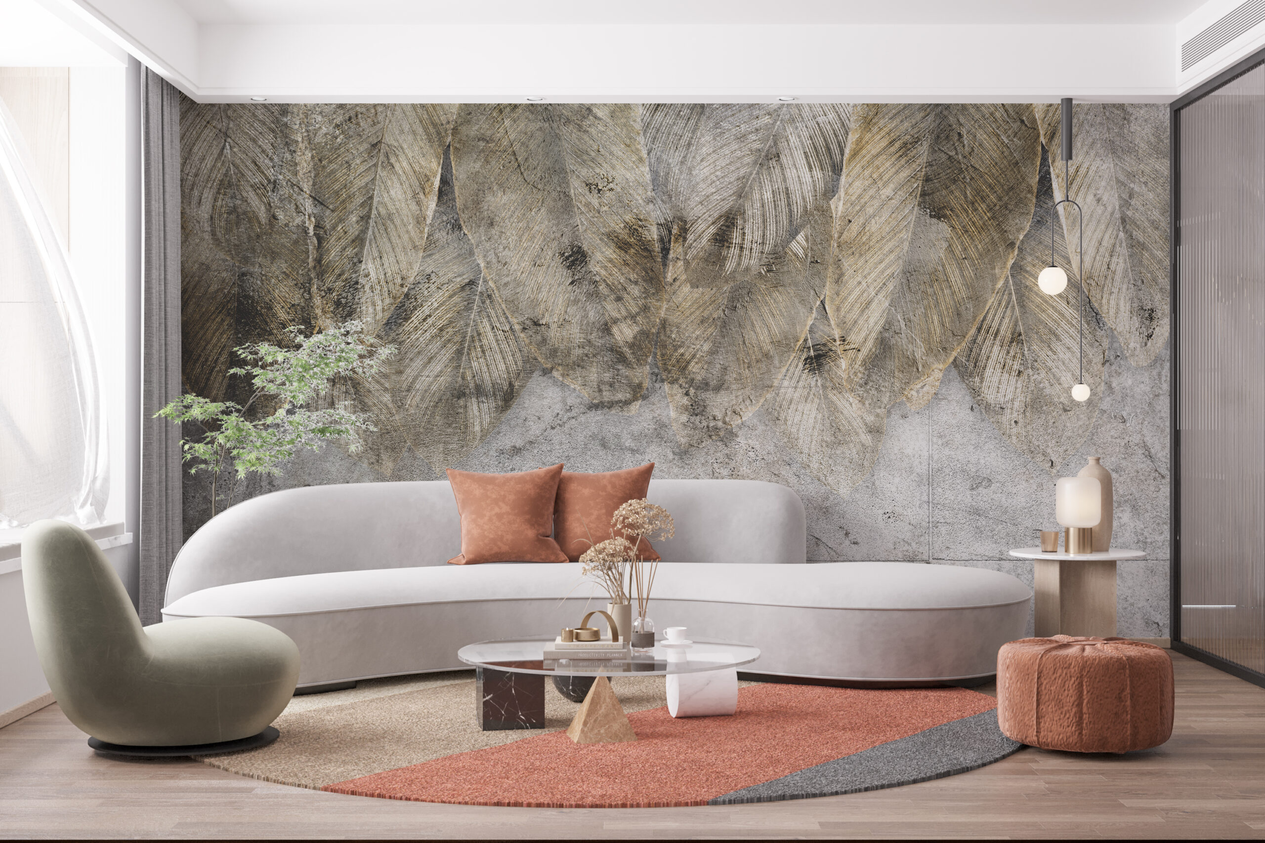 Zidni mural Lišće na pločicama